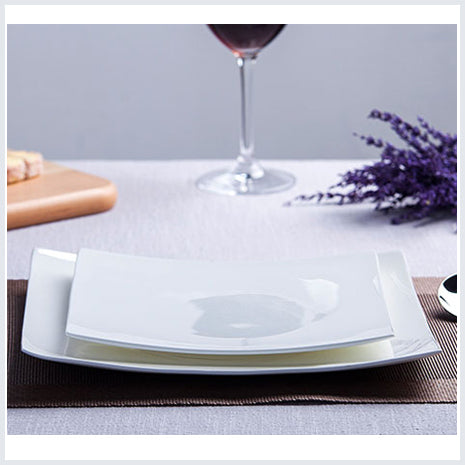 Bone China Dinnerware - Square Plate in Creamy White