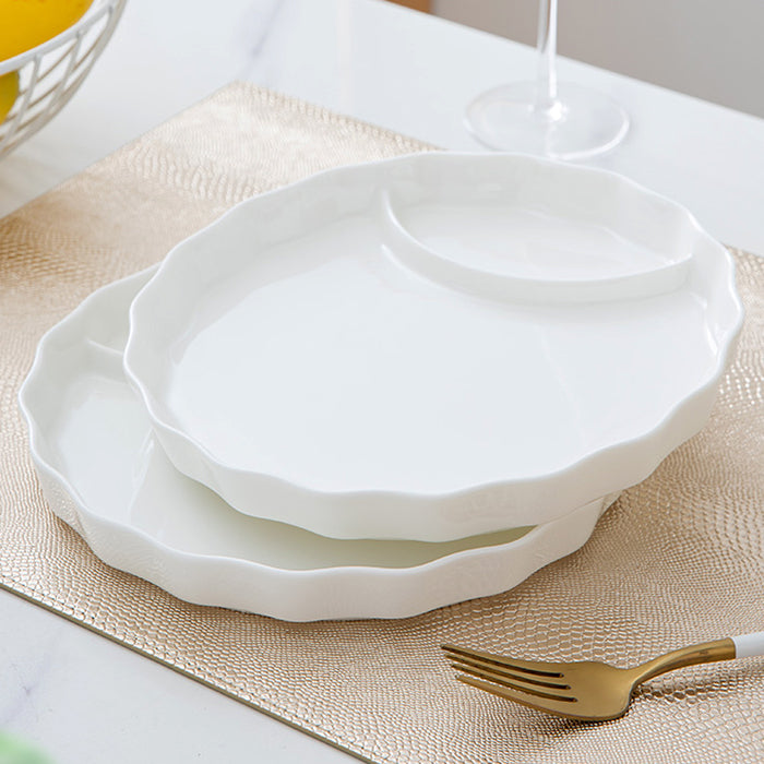 Bone China Divided Plate - with Scalloped Rim