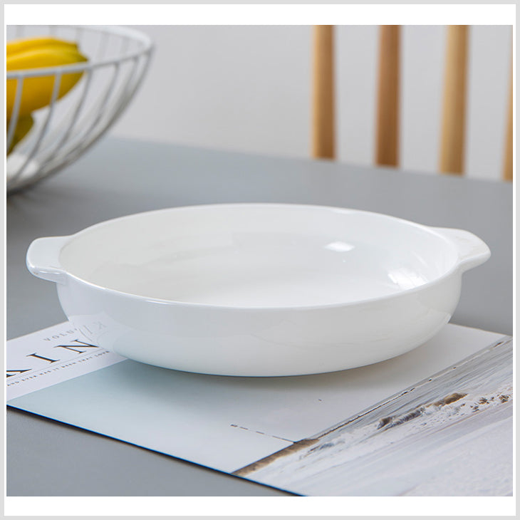 Bone China Dinnerware - Earred Dish in Creamy White