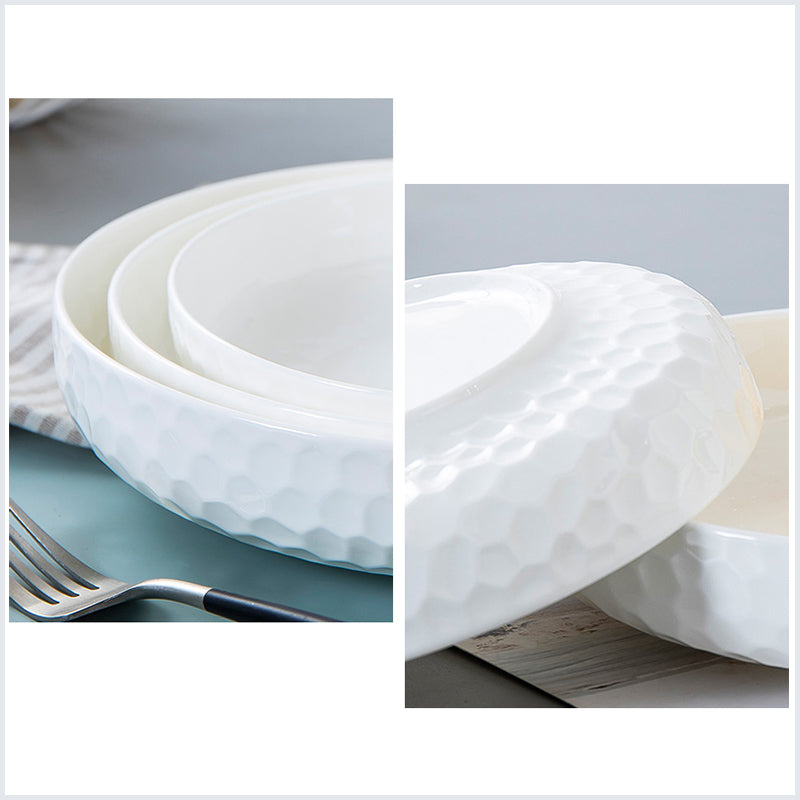 Bone China Round Plate - Golf Shaped Surface