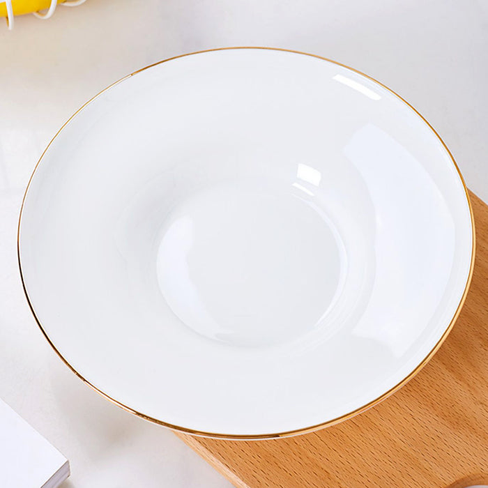 Bone China Dinnerware - Concave Plate with Gold Rim