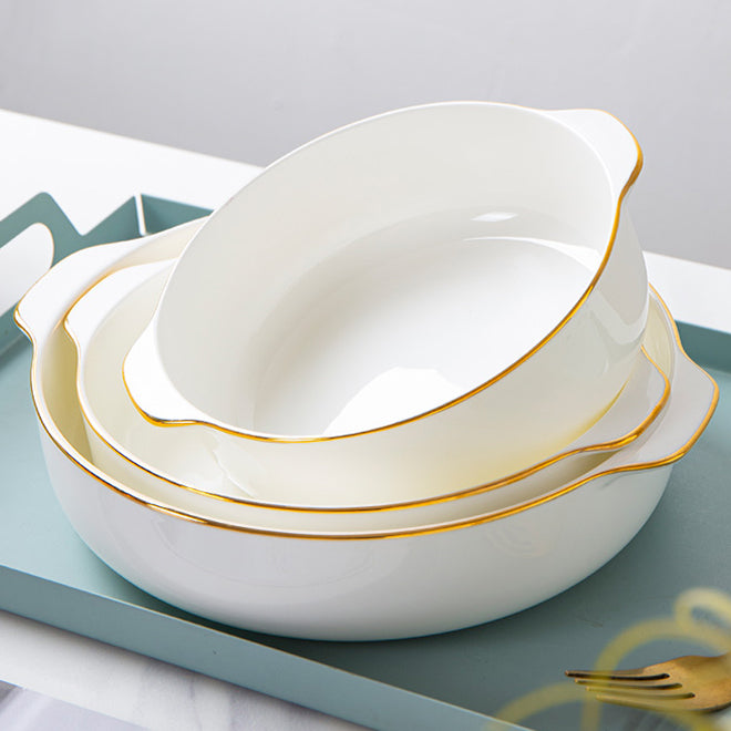 Bone China Deep Dish - with Ears & Gold Rim