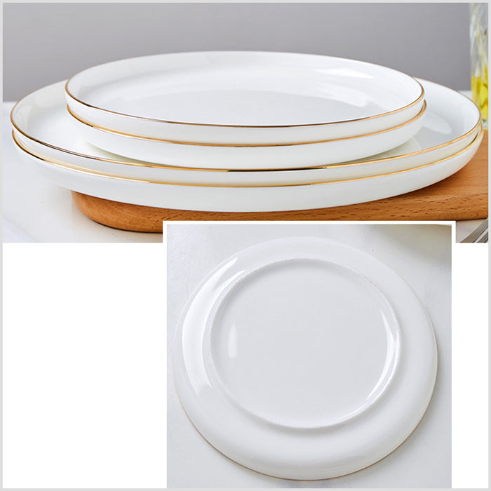 Bone China Dinnerware - Round Plate with Gold Rim