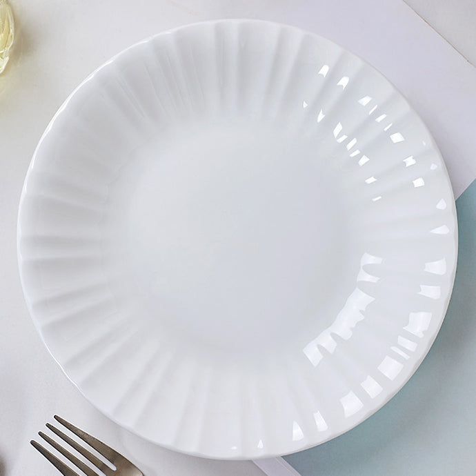 Bone China Round Plate - with Ribbed Front Edge