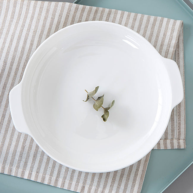 Bone China Dinnerware - Earred Dish in Creamy White