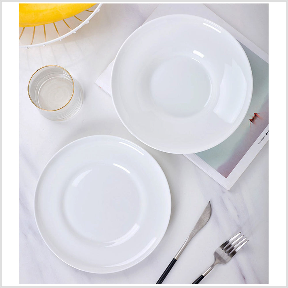 Bone China Dinnerware - Concave Plate in Creamy White