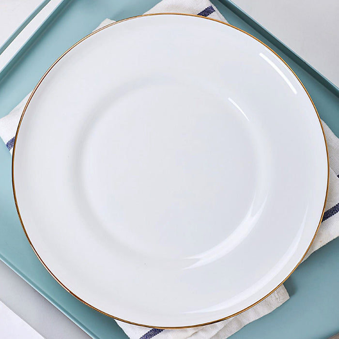 Bone China Dinnerware - Concave Plate with Gold Rim