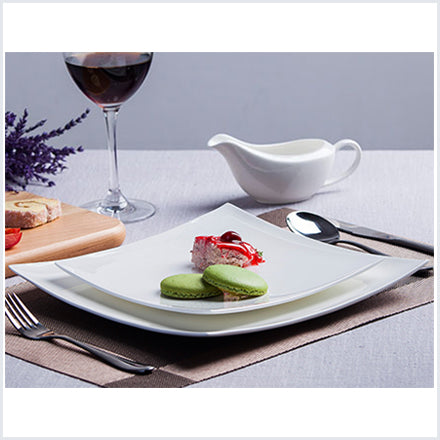 Bone China Dinnerware - Square Plate in Creamy White