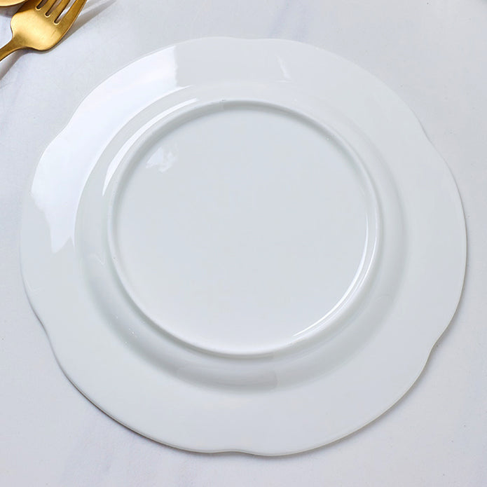 Bone China Dinner Plate -  Scalloped Rim & Carving on Front Edge