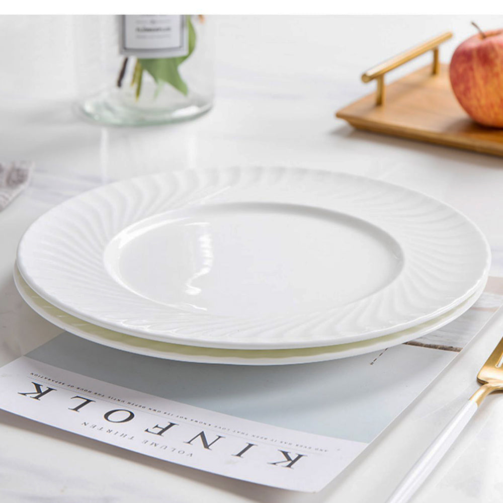 Bone China Dinner Plate - with Ribbed Front Edge