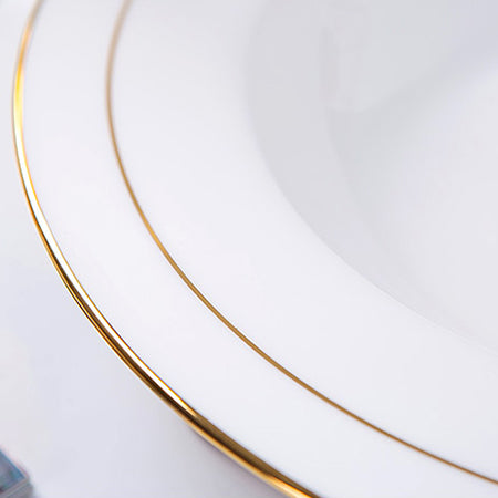 Bone China Dinnerware - Straw Hat Plate with Gold Rim