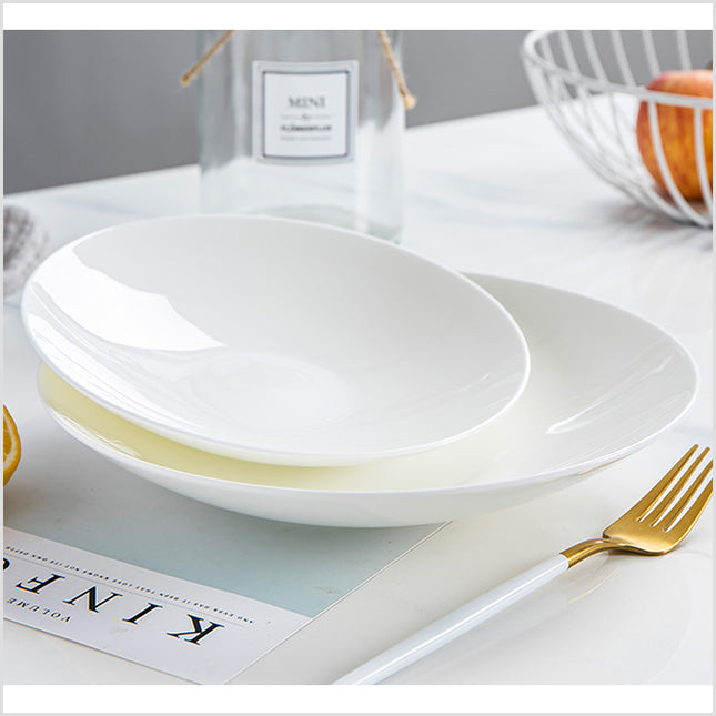 Bone China Dinnerware - Deep Plate in Creamy White