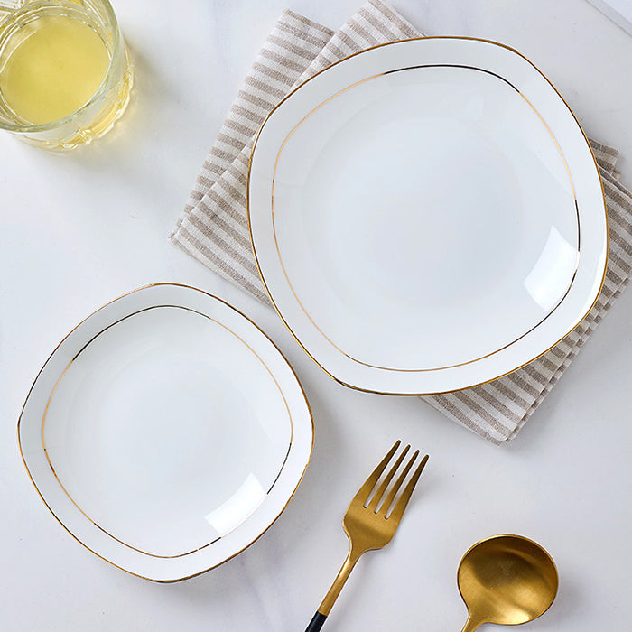 Bone China Deep Plate - Square with Curved Edge