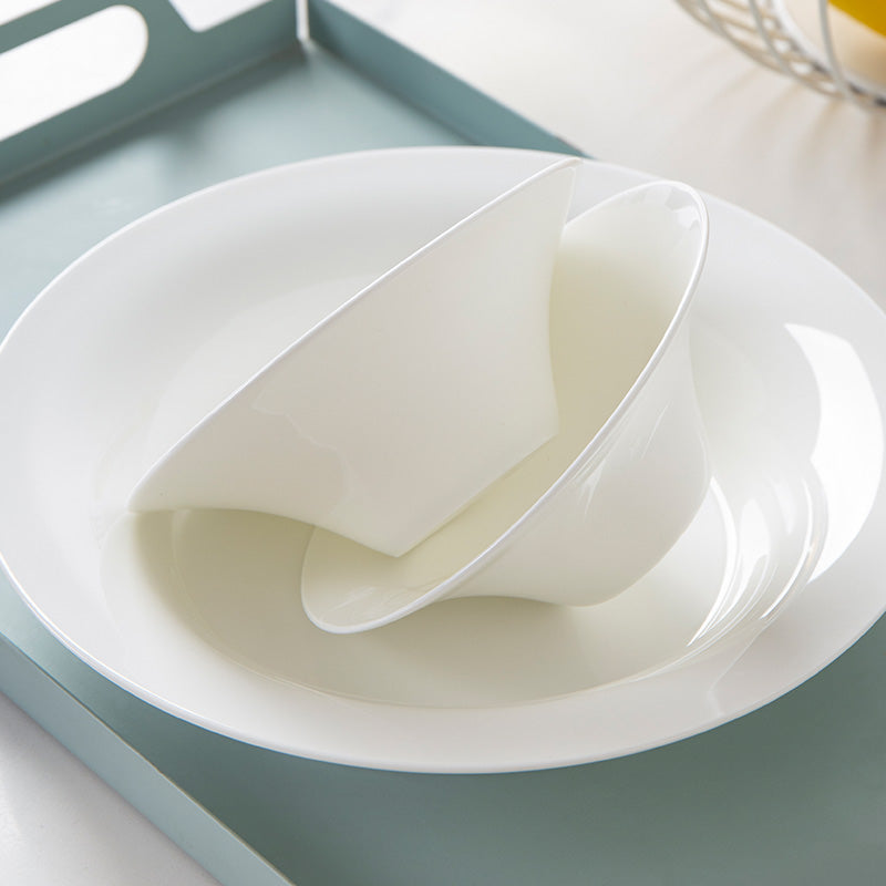 Bone China Horn Shaped Plate - in Creamy White