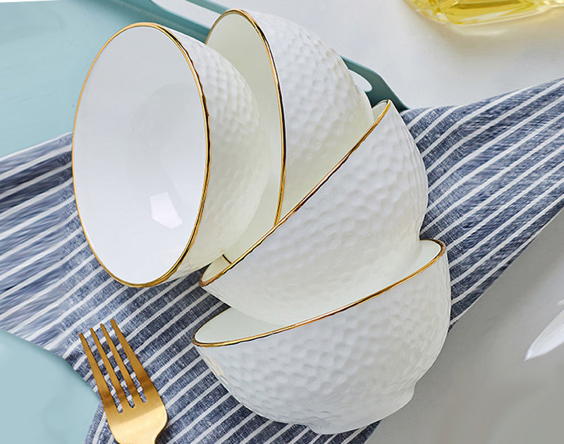 Bone China Bowls with Gold Rim. Enhance your dining space with high-quality, purpose-driven luxury dinnerware.