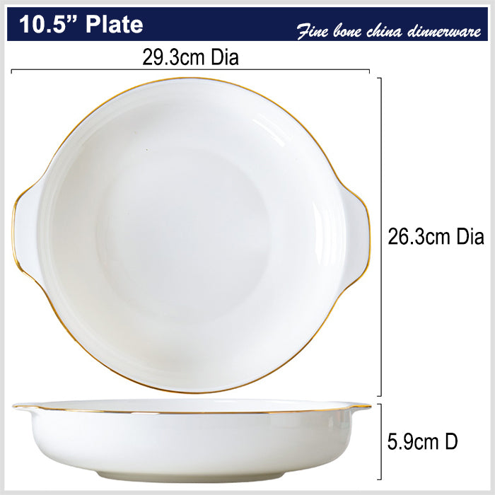 Bone China Deep Dish - with Ears & Gold Rim