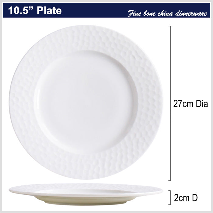 Bone China Round Plate - Golf Shaped Surface