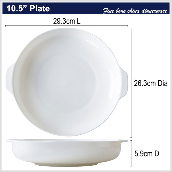 Bone China Deep Dish with Ears - in Creamy White