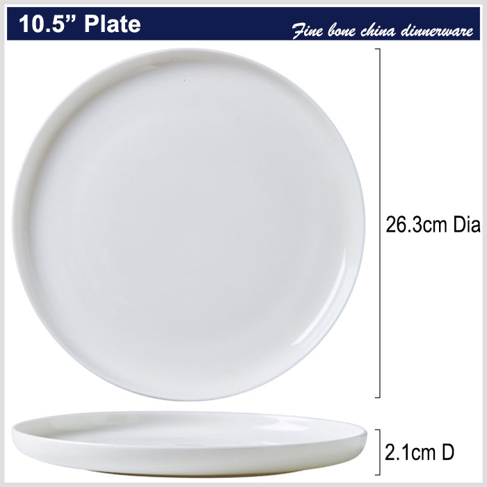 Bone China Dinnerware - Flat Plate in Creamy White