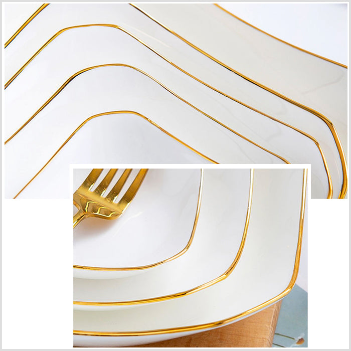 Bone China Octagon Plate - Curved Edge with Upward Angles