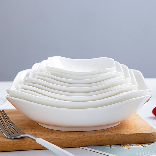 Bone China Octagon Plate - Curved Edge & Upward Angles