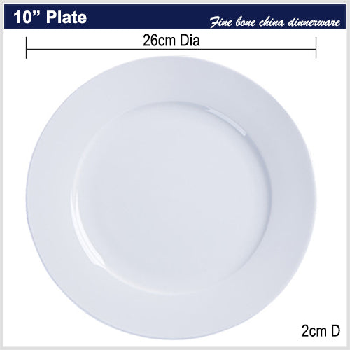 Bone China Flat Plate - Creamy Snow White