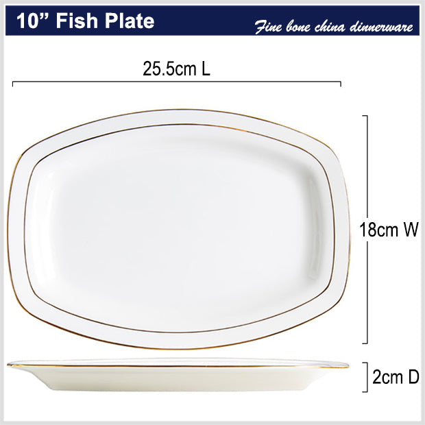 Bone China Fish Platter - Rectangle with Curved Edge