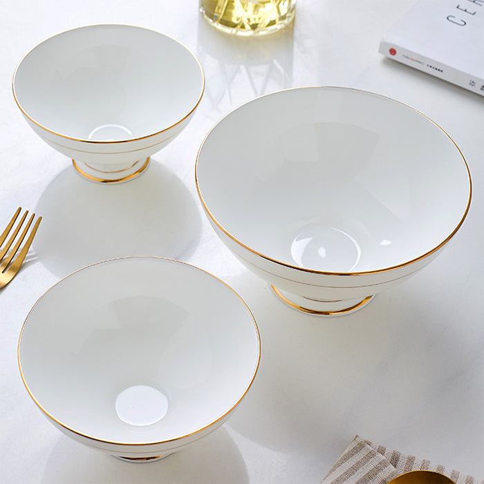 Bone China Tableware - High Foot Bowl with Gold Rim