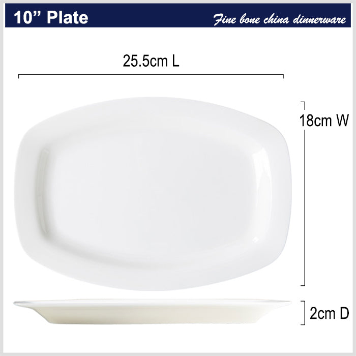 Bone China Fish Platter - Rectangle with Curved Edge