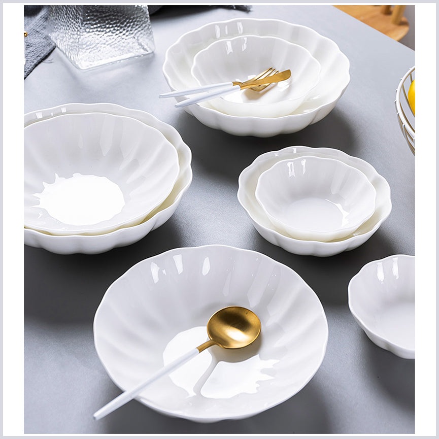 Bone China Tableware - Pumpkin Bowl in Creamy White