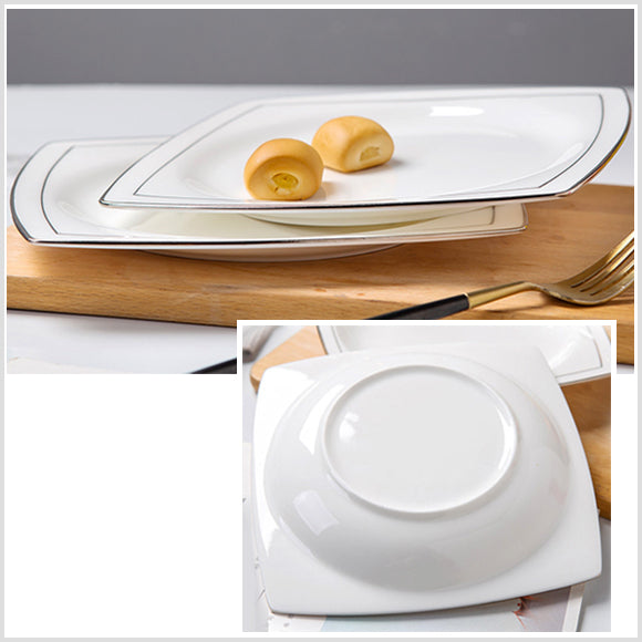 Bone China Dinnerware - Square Plate & Concave Circle