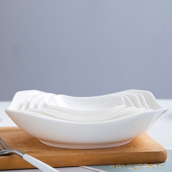 Bone China Octagon Plate - Curved Edge & Upward Angles