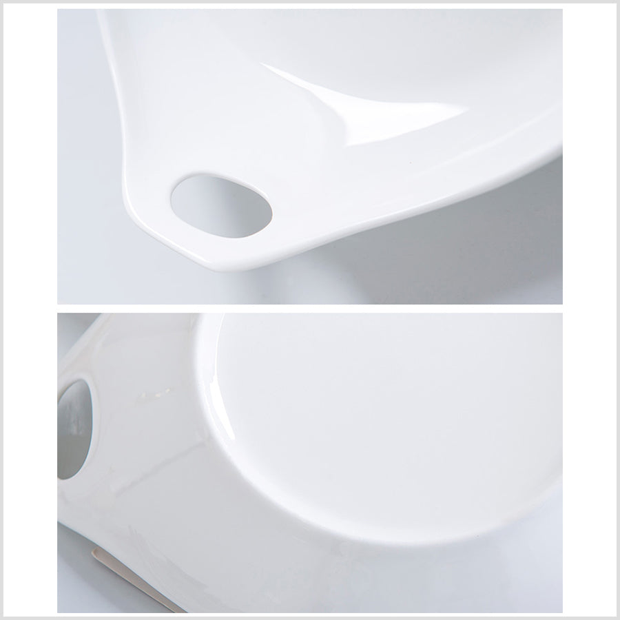 Bone China Deep Plate with Ears - in Creamy White