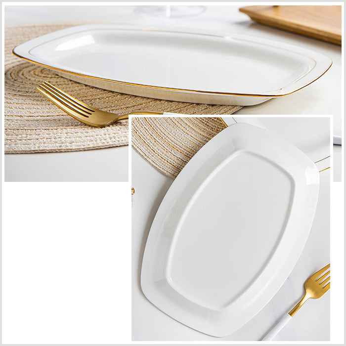 Bone China Fish Platter - Rectangle with Curved Edge