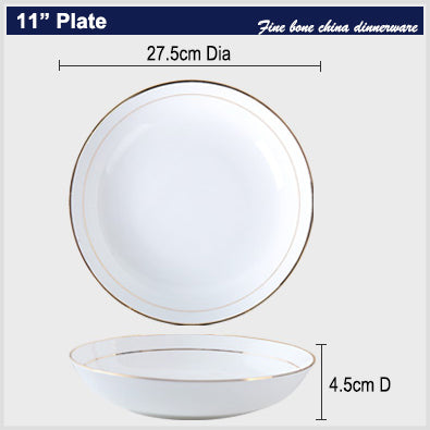 Bone China Dinnerware - Soup Plate with Gold Rim