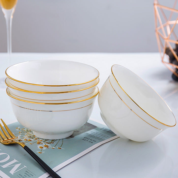 Bone China Bell Bowl - White with Gold Rim & Foot