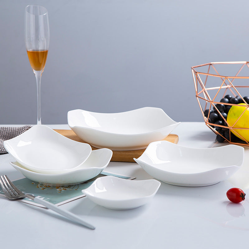 Bone China Octagon Plate - Curved Edge & Upward Angles