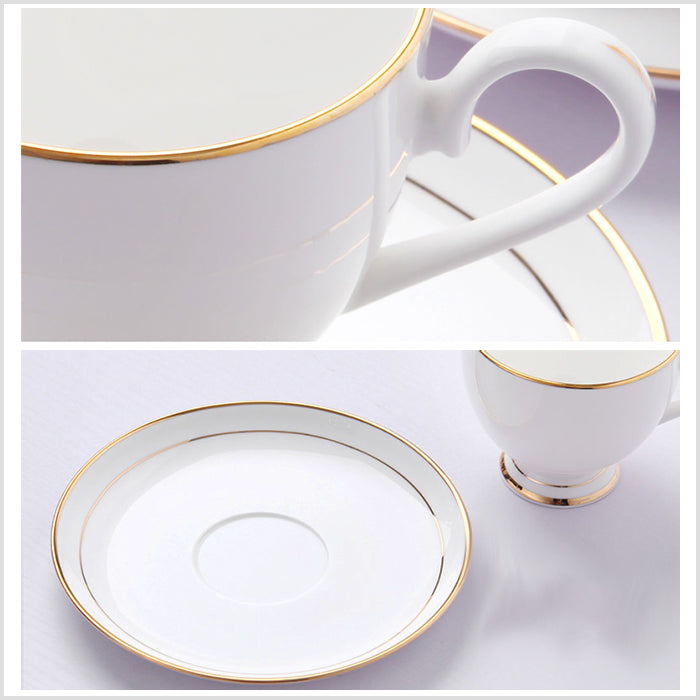 Bone China Tea Cup & Saucer - W/ Gold Rim or Silver Rim
