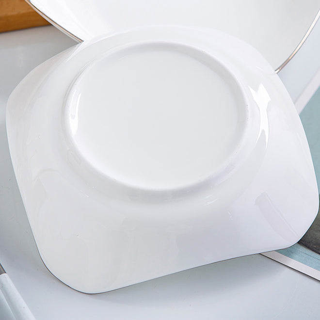 Bone China Octagon Plate - Curved Edge with Upward Angles