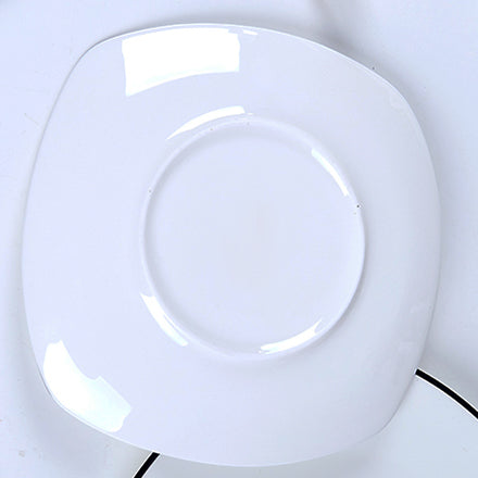 Bone China Flat Plate - Square Shaped with Black Rim