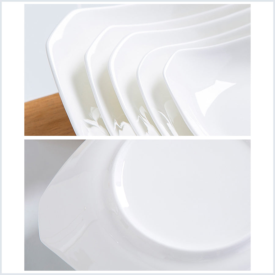 Bone China Octagon Plate - Curved Edge & Upward Angles