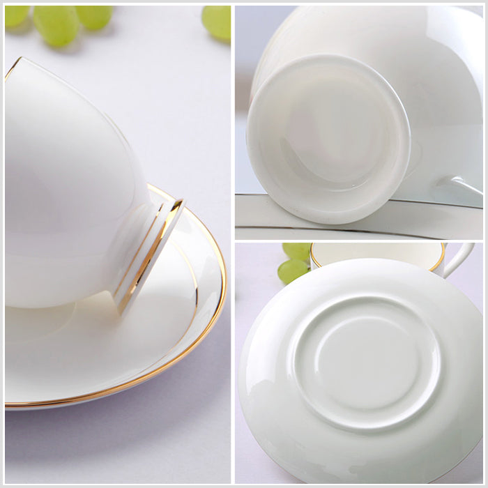 Bone China Tea Cup & Saucer - W/ Gold Rim or Silver Rim
