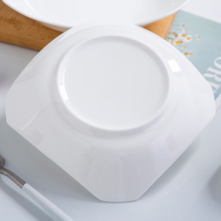 Bone China Octagon Plate - Curved Edge & Upward Angles