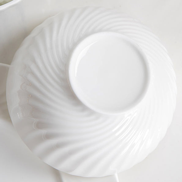 Bone China Round Bowl - with Curved Ridges