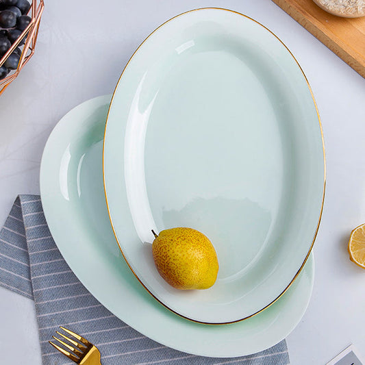 Bone China Celadon Dinnerware - Elliptical Fish Platter