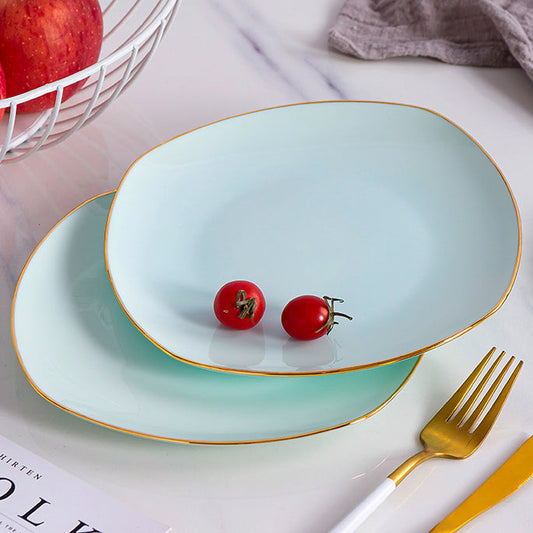 Bone China Celadon Plate - Square with Curved Edge