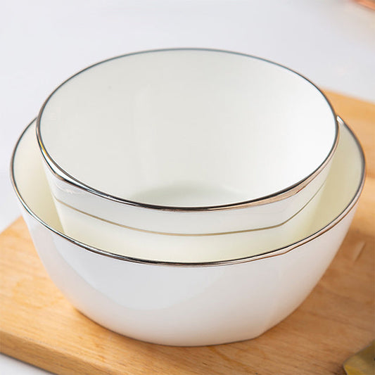 Bone China Tableware - Square Bowl with Curved Edge