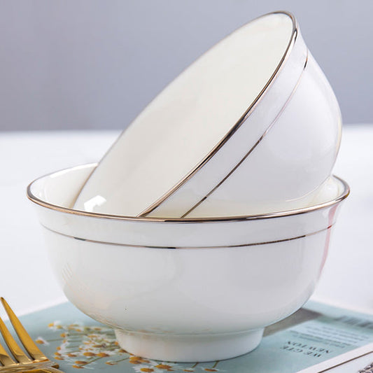 Bone China Bell Bowl - White with Silver Rim & Foot