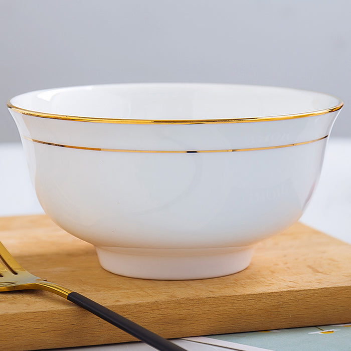 Bone China Bell Bowl - White with Gold Rim & Foot