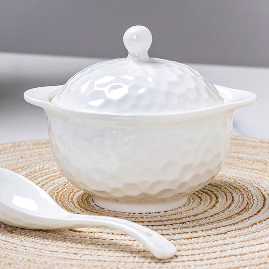 Bone China Stew Pot for Individual - Golf Shaped Surface